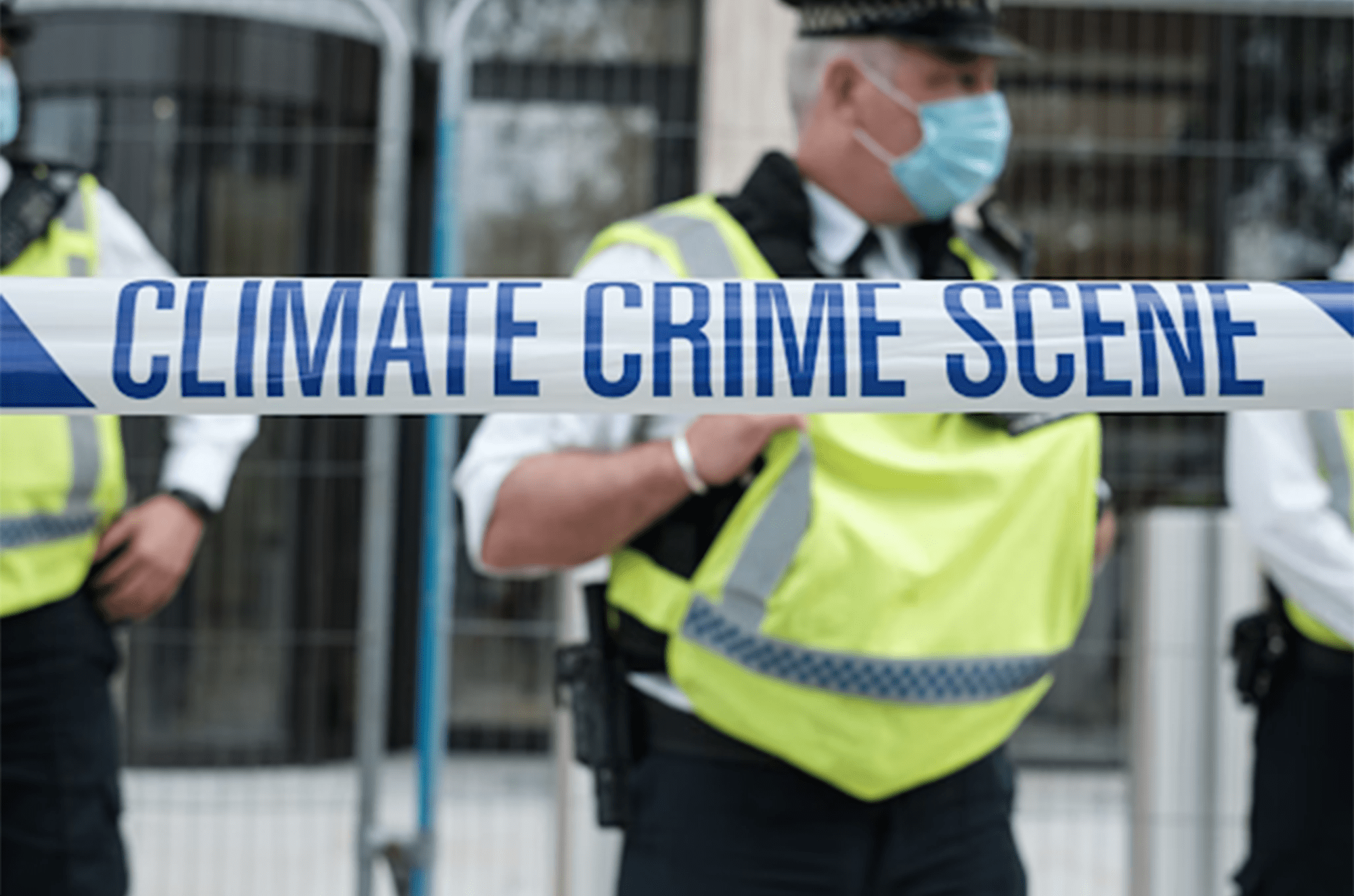 Police behind climate crime scene tape