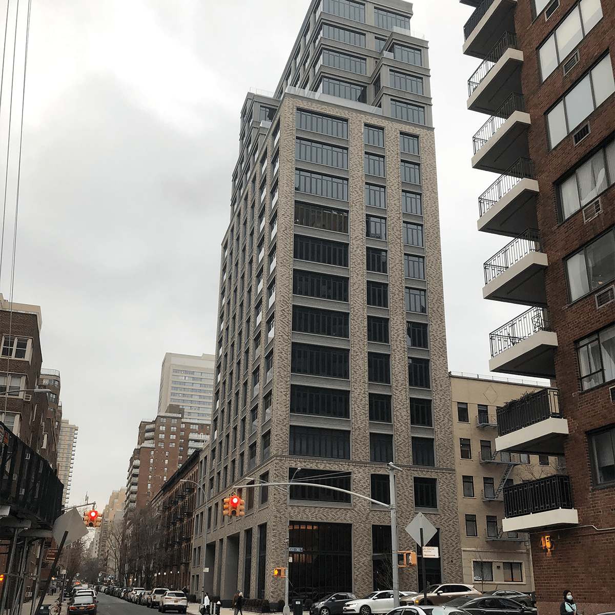 View of building from down the block