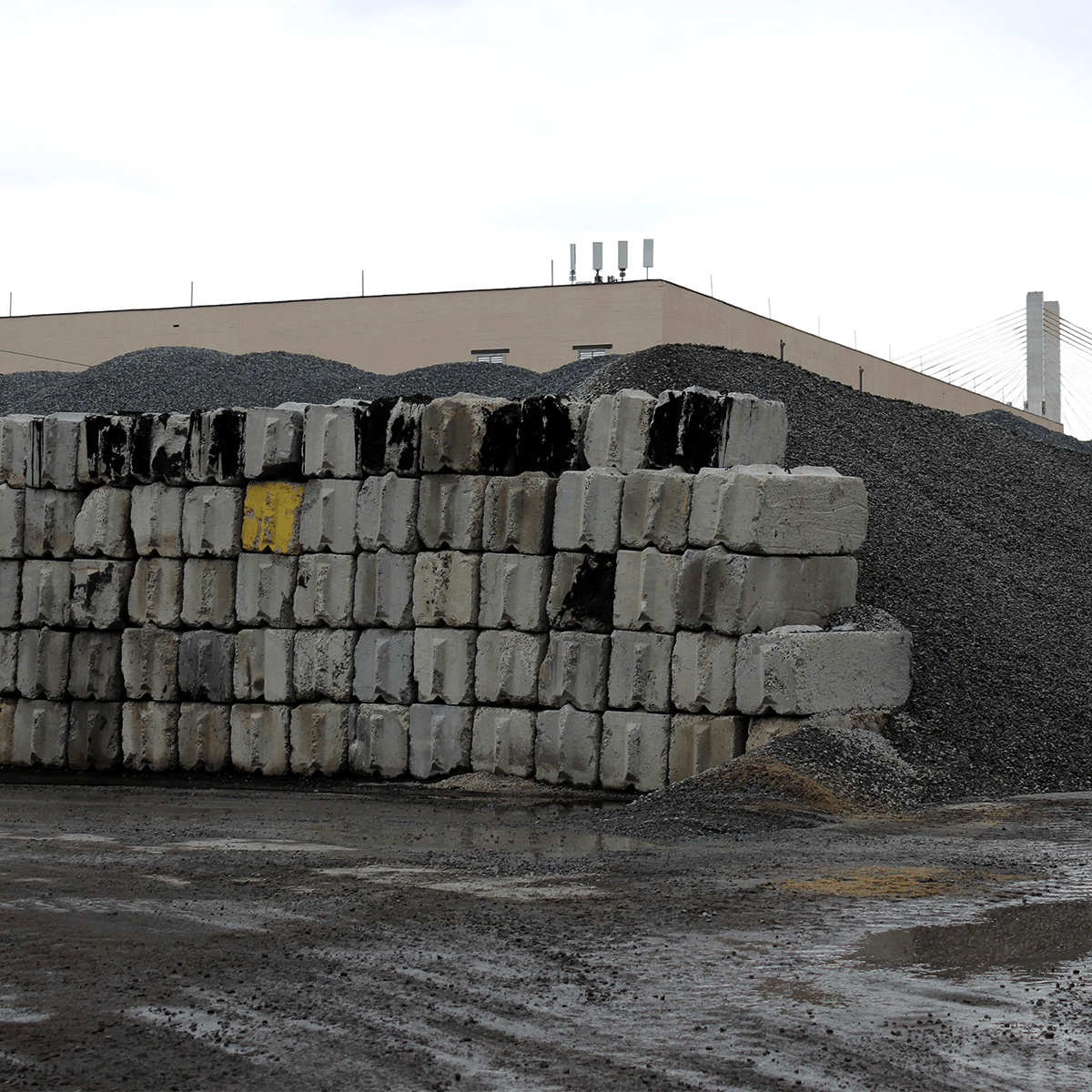 Storage area at Green Asphalt where asphalt is stored