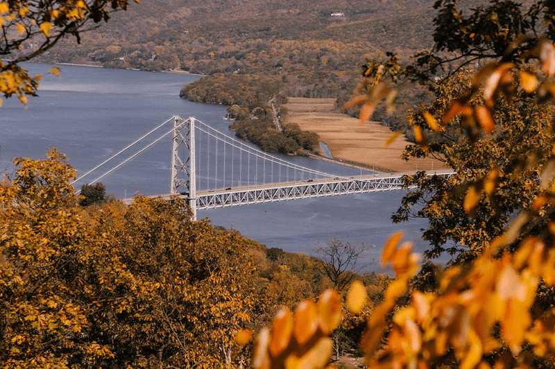 View of bridge on beautiful fall afternoon