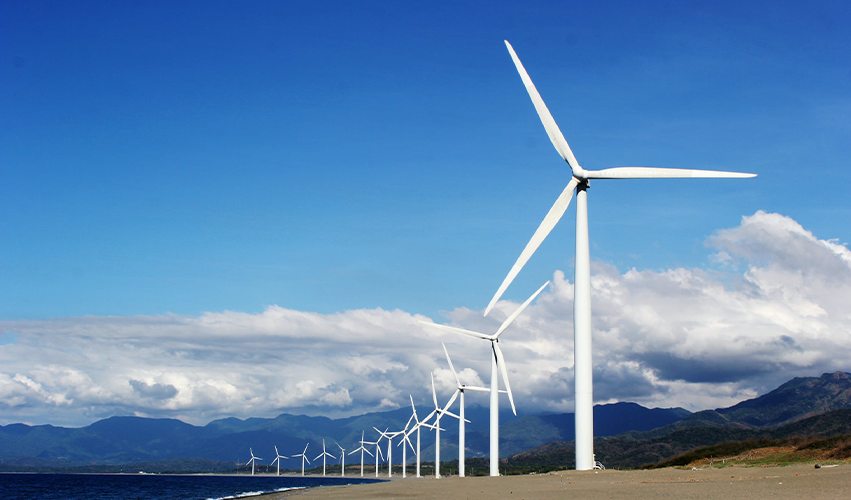 Wind turbines generating power